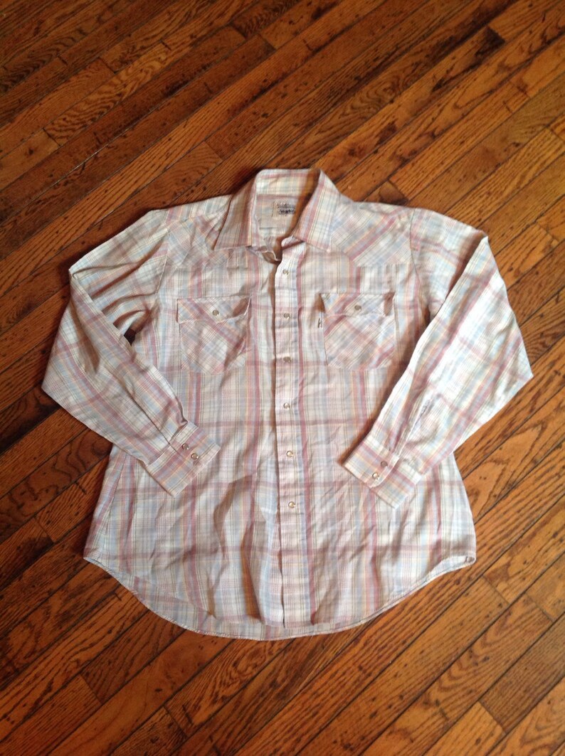 Vintage Levi's Levi Strauss Plaid Shirt Pearl Buttons Sz L image 1