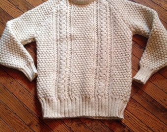 Vintage Men's Lisheen Irish Wool Sweater Aran Knitwear Sz M