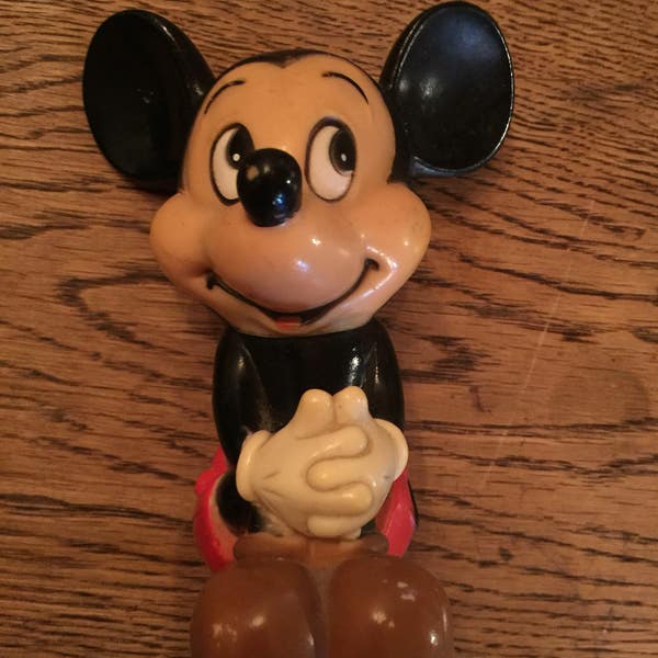 Vintage Mickey Mouse Hard Plastic Moveable Head Korea Piggy Bank