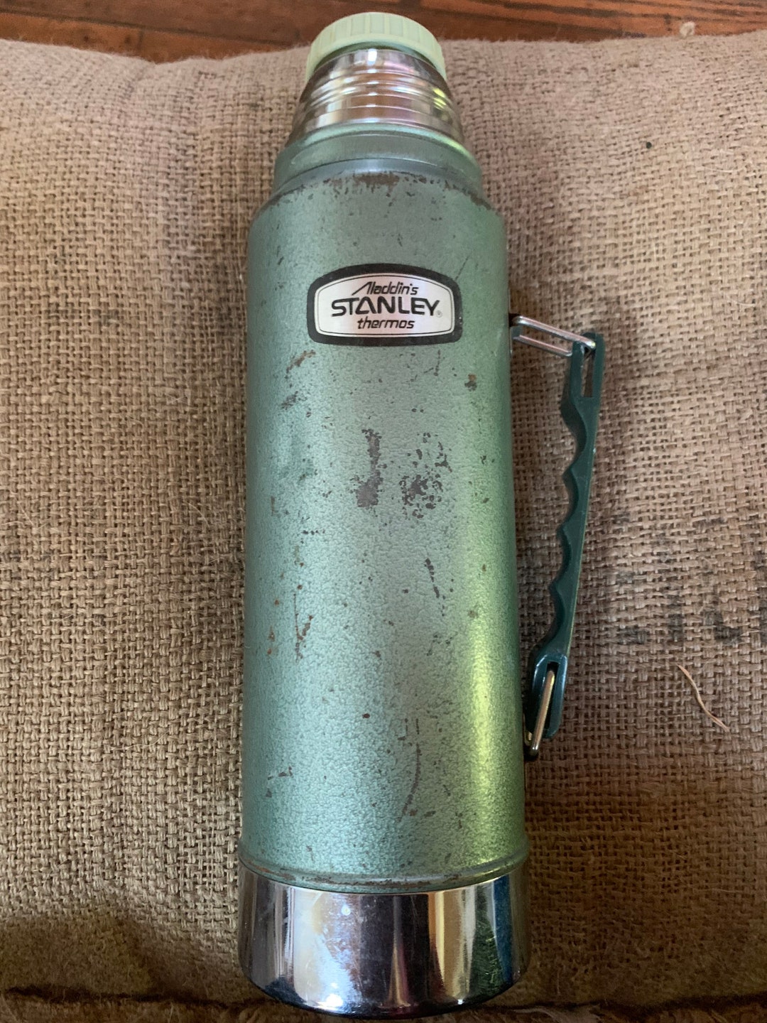 Stanley, Kitchen, Stanley Aladdin Green Vacuum Bottle Thermos A944dh  Quart Vintage Made In Usa