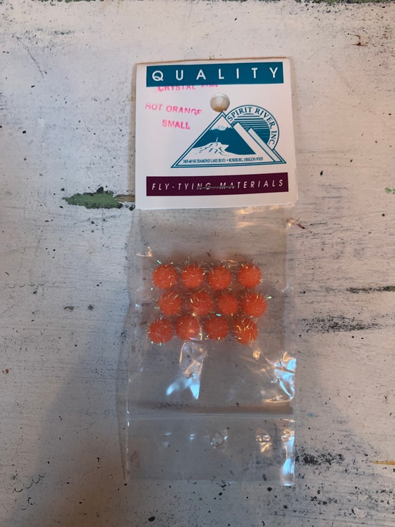 Vintage Fly Fishing Tying Supplies Spirit River Crystal Egg Hot Orange Small