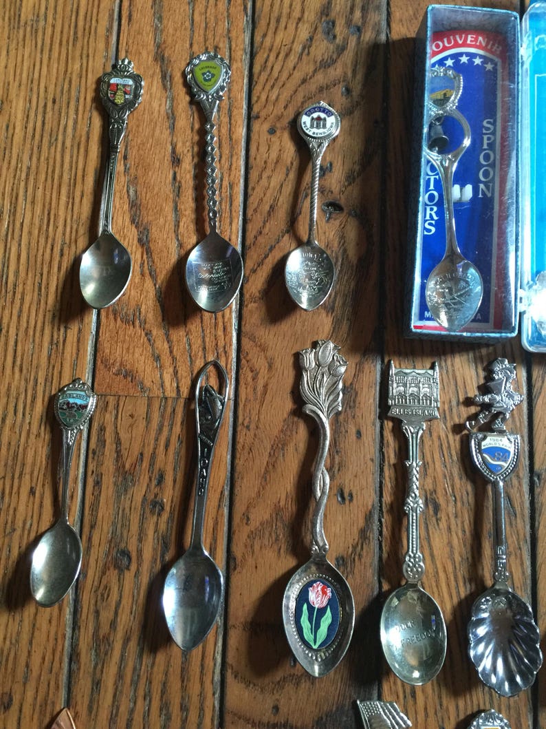 Vintage Souvenir Spoon Collection Collectors Silver Copper 34 Etsy