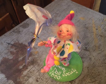 Vintage Annalee Dolls 1990 Clown Girl Balloon