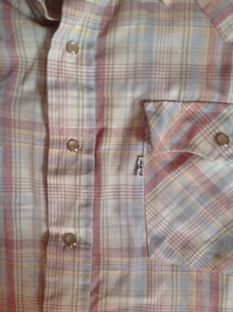 Vintage Levi's Levi Strauss Plaid Shirt Pearl Buttons Sz L image 3