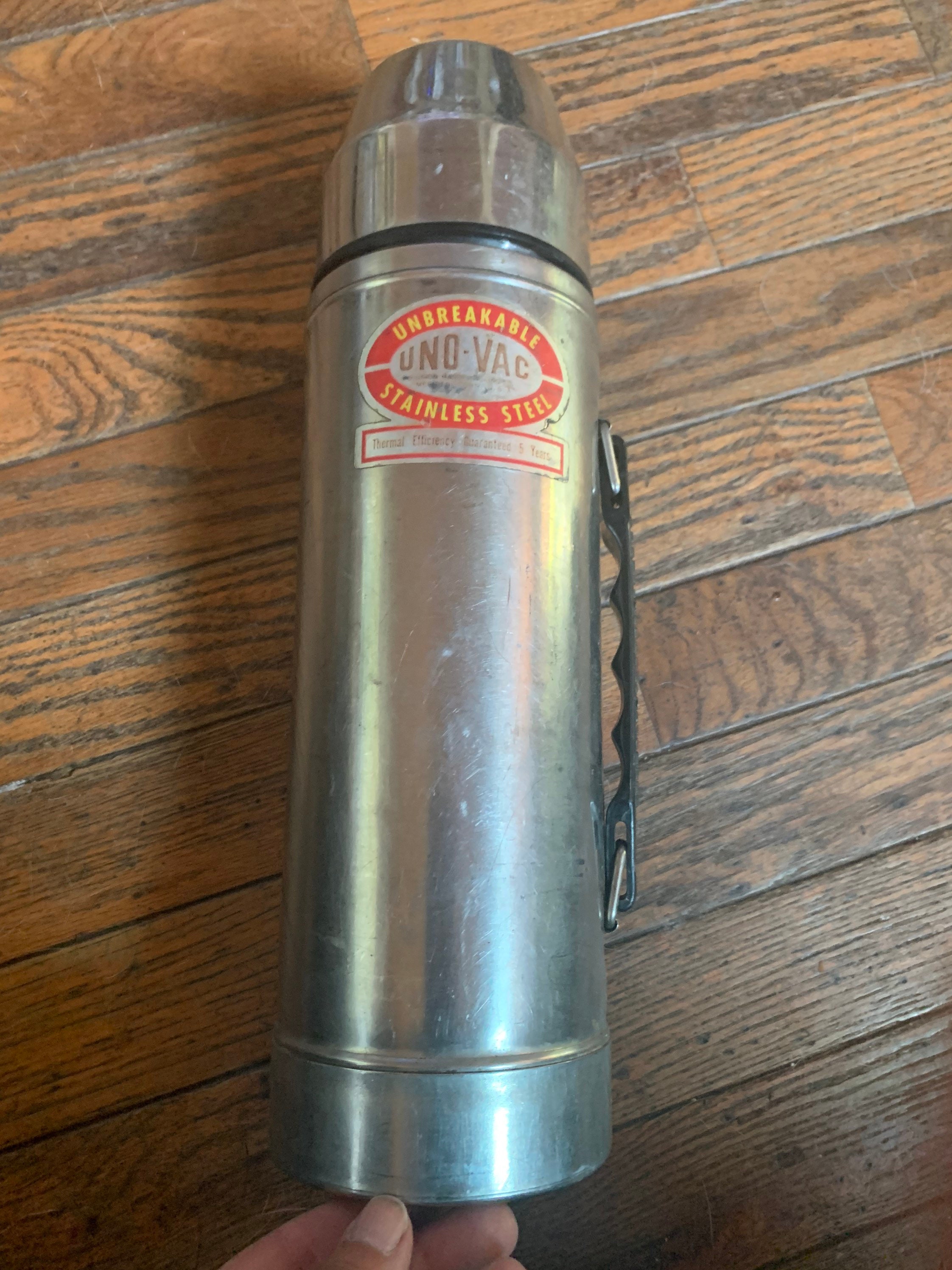 Vintage 20 oz UNO-VAC Stainless Steel Wide Mouth Thermos Unbreakable USA