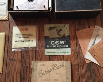 Vintage 1940's Gem Postcard Duplicator Advertising Stencils  Bond Equipment