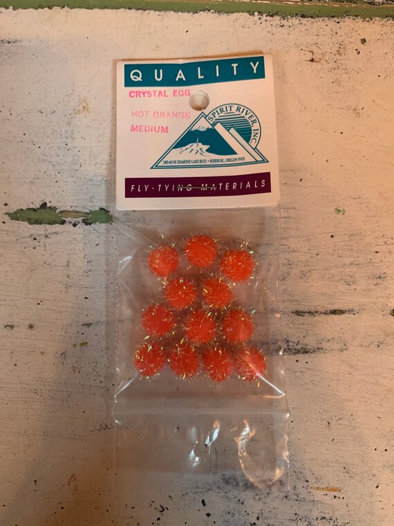 Vintage Fly Fishing Tying Supplies Spirit River Crystal Egg Hot Orange  Medium
