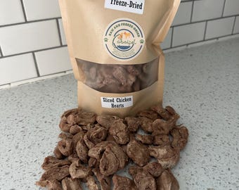Freeze Dried Sliced Chicken Heart Treats - USA Made Dog and Cat Treat!                                   **Try our Kraft Bag Combos!**