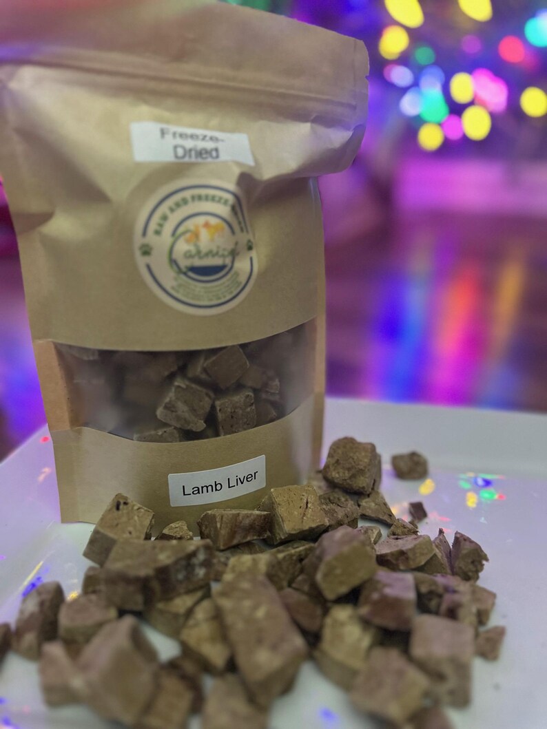 Freeze Dried Diced Lamb Liver Protein Treats - USA Made Dog and Cat Treat! image 4