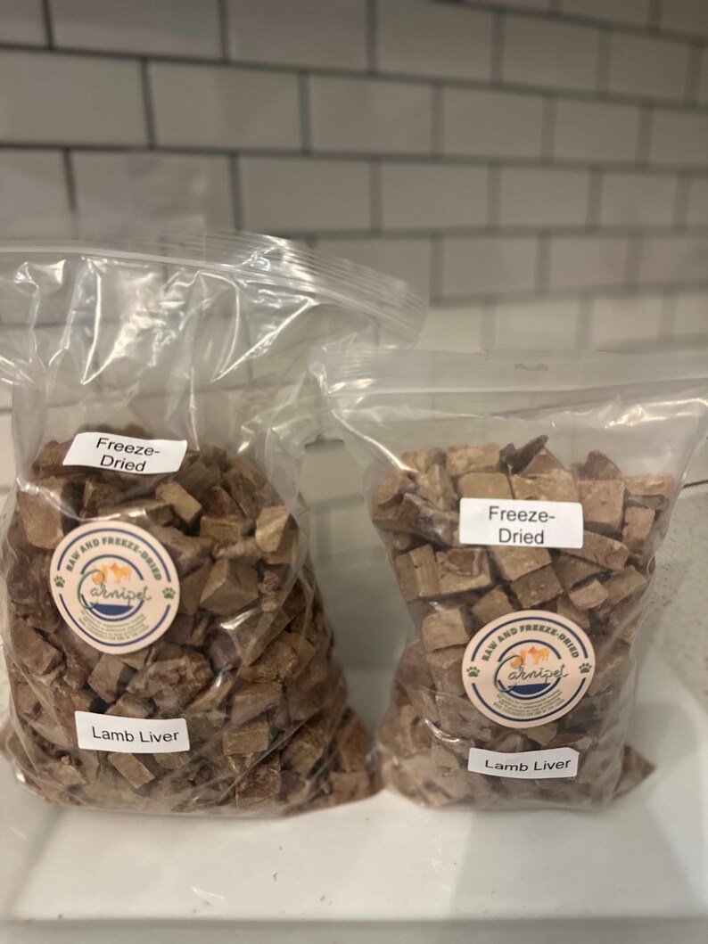 Freeze Dried Diced Lamb Liver Protein Treats - USA Made Dog and Cat Treat! image 3