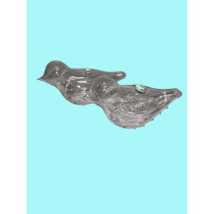 Set Of 2 Clear Glass Bird Figurines Decorative Collectibles