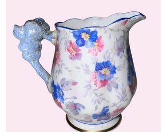 Royal Albert Crown China Creamer Blommig Guldkant Vintage