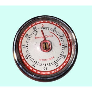 Retro Red 55-Minute Round Kitchen Timer With Magnetic Base