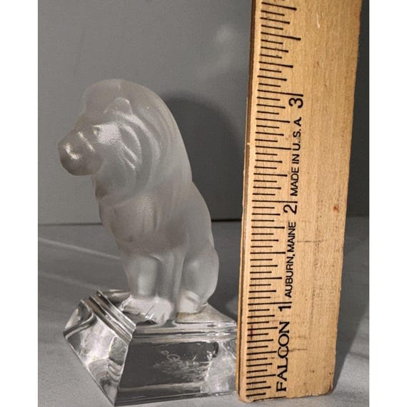 Frosted Glass Lion Figurine on Clear Base by Goebel - 2.75 Inches
