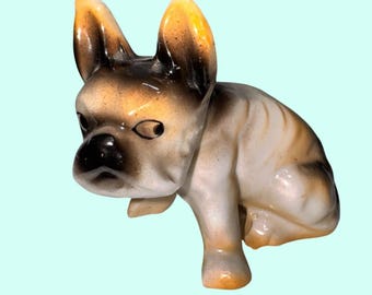 ヴィンテージ 日本製 ブルドッグ 動物 陶器 置物 4インチ ブルドッグ