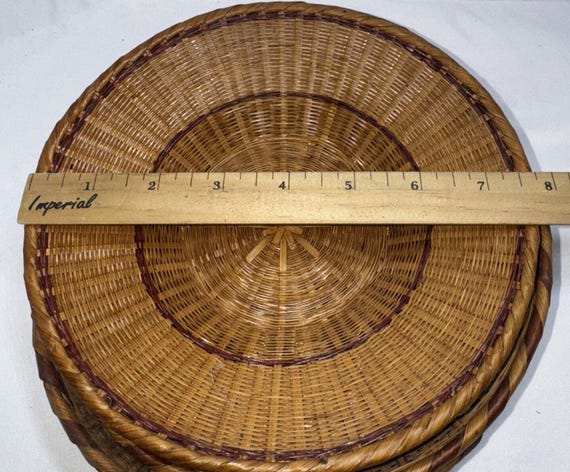 ヴィンテージの美しい手編みの草竹製バスケット4個（未使用） - Etsy 日本