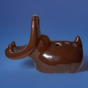 Vtg 1970er Jahre Happy Little Hippo Zahnbürsten- & Zahnpastahalter VG Zustand Braun