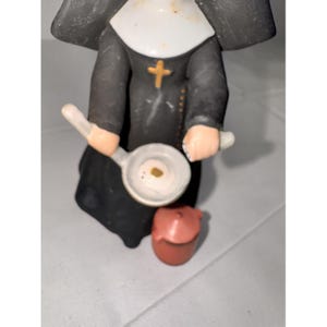 Vintage napco Ceramic Nun Figurine With Cooking Pan & Pot modified pepper