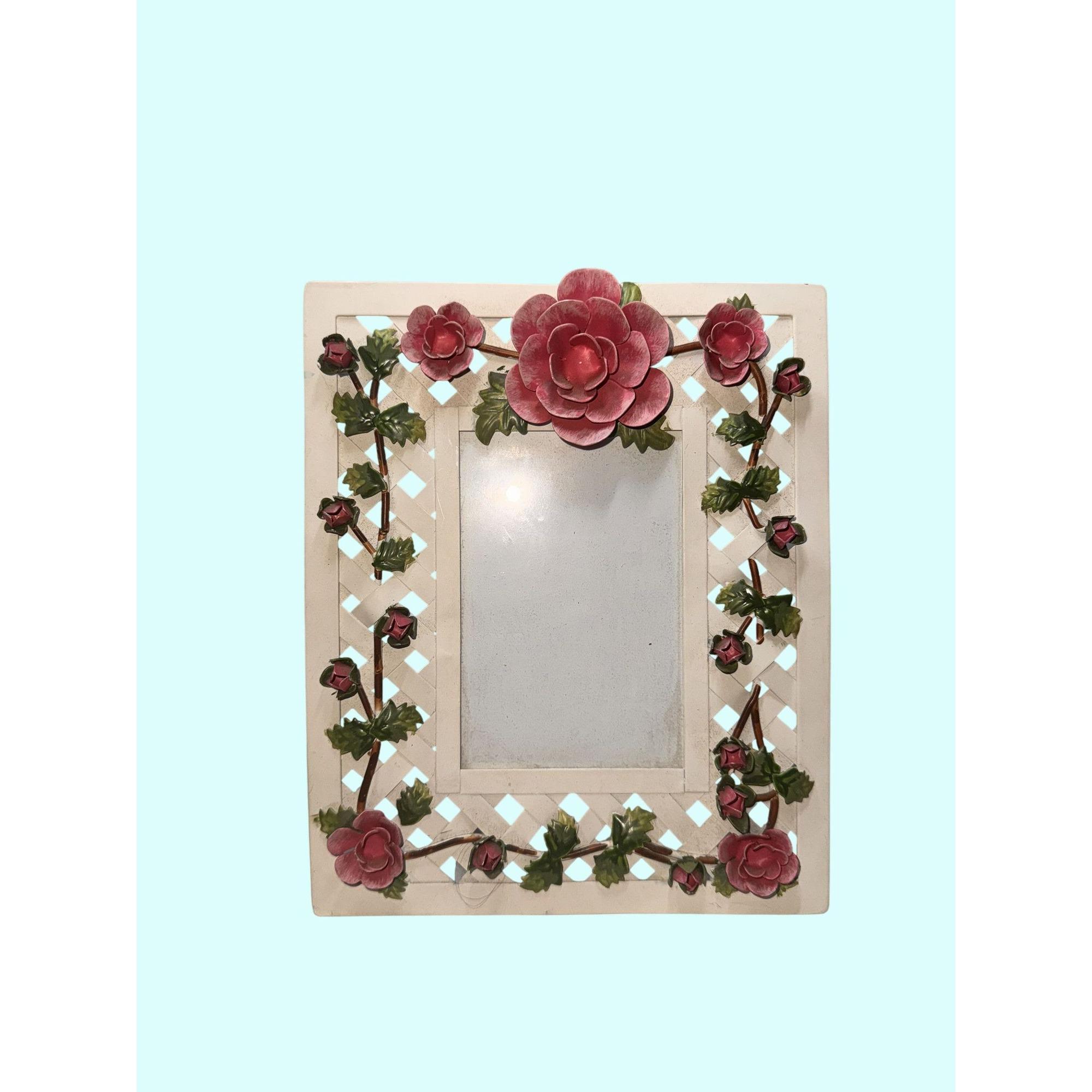 Malden Garden Metal Floral Lattice Picture Frame With Pink Roses