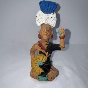 Mayan Clay Statue Mexico Sacrifice Warrior Aztec Sculpture Inca