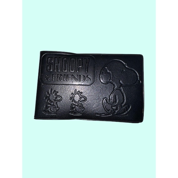 Snoopy & Friends Black Leather Embossed Address Book Vintage 1958