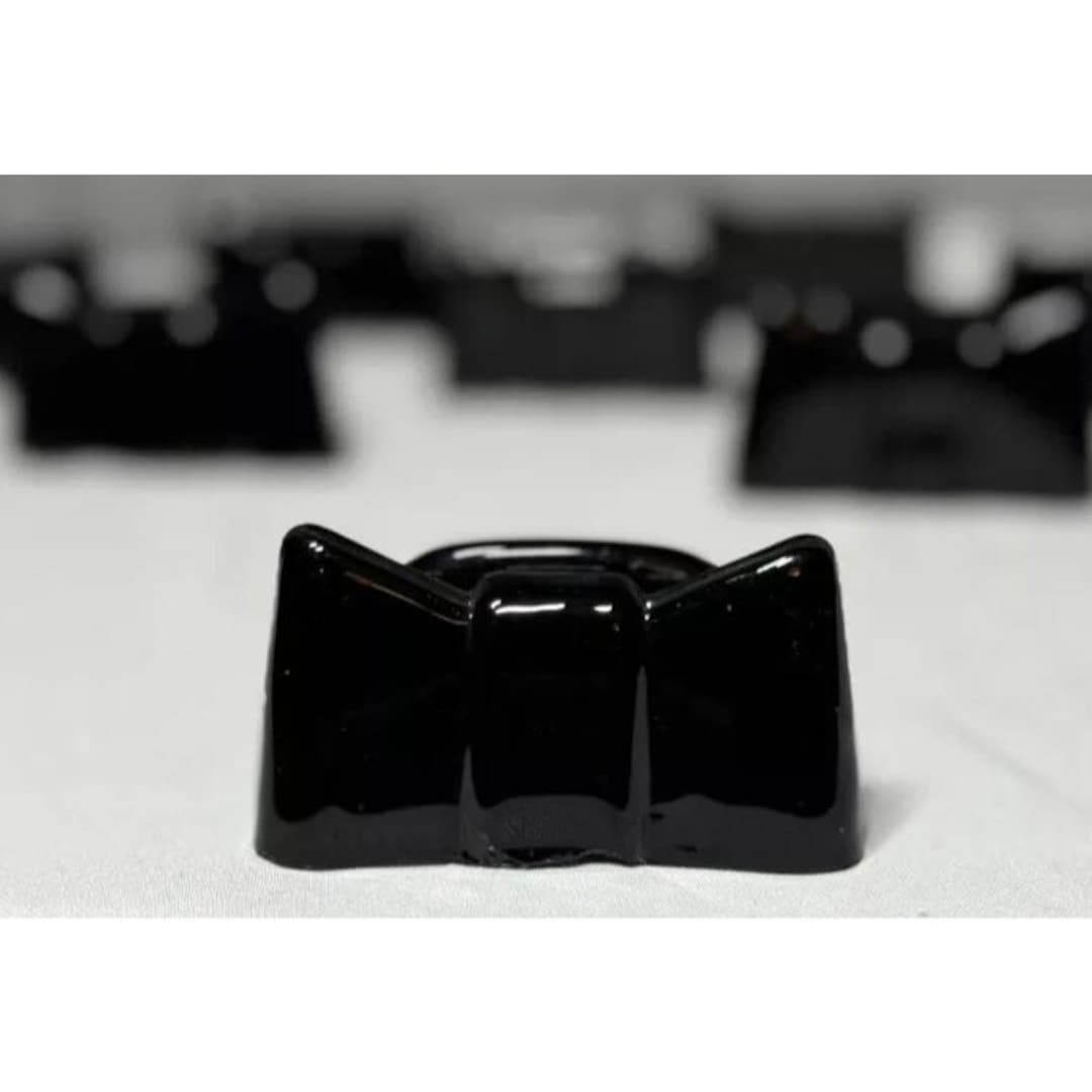 8 Vintage Sasaki Crystal Black Tie Chopstick Stands Napkin Holders