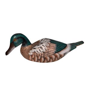Hand Carved Wood Duck Decoy 7&quot; Detailed Paint Glass Eyes stamped DBK