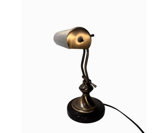 Vintage Brass & Black Metal Desk piano Lamp With Adjustable Arm