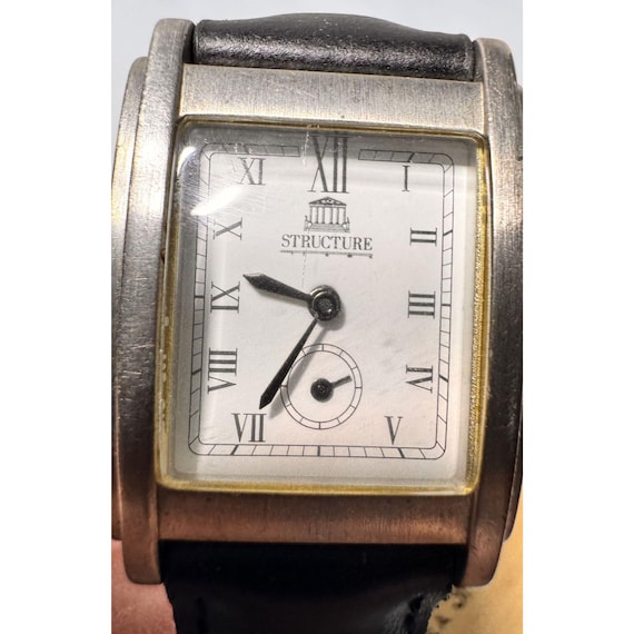 Structure Square Quartz Watch With Leather Band &… - image 1