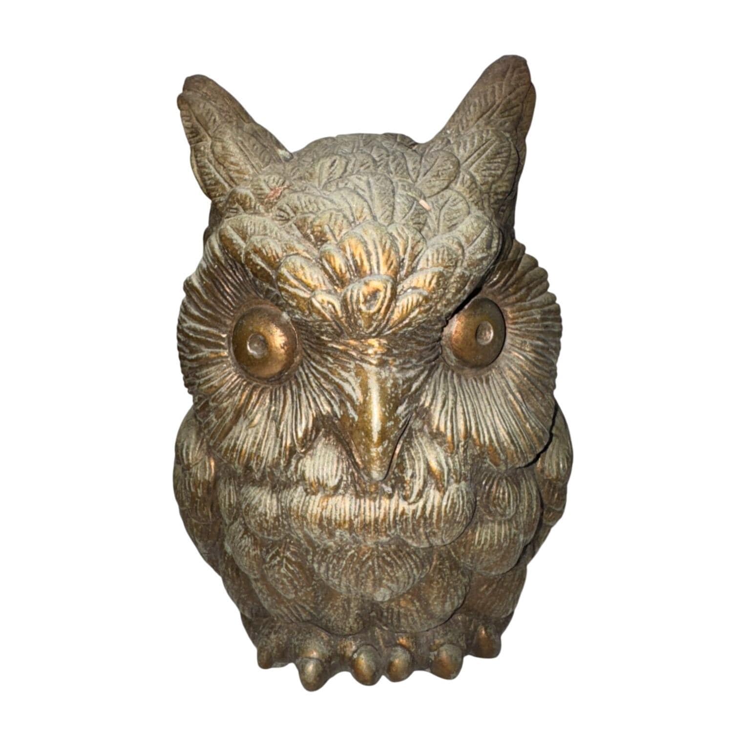 solid Brass Owl Detailed Figurine Home Decor Sculpture