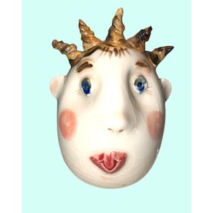 Julia Kirillova Berkeley Potters Guild Art Pottery Whimsical Figural Shaker Face
