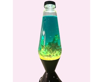 Large 18" Vintage Lava Lite Lamp 8000 Midnight Starlight Blue Green Pinhole Base