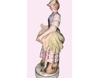 Vintage Porcelain Figurine Woman Collectible 7" Handcrafted Decor