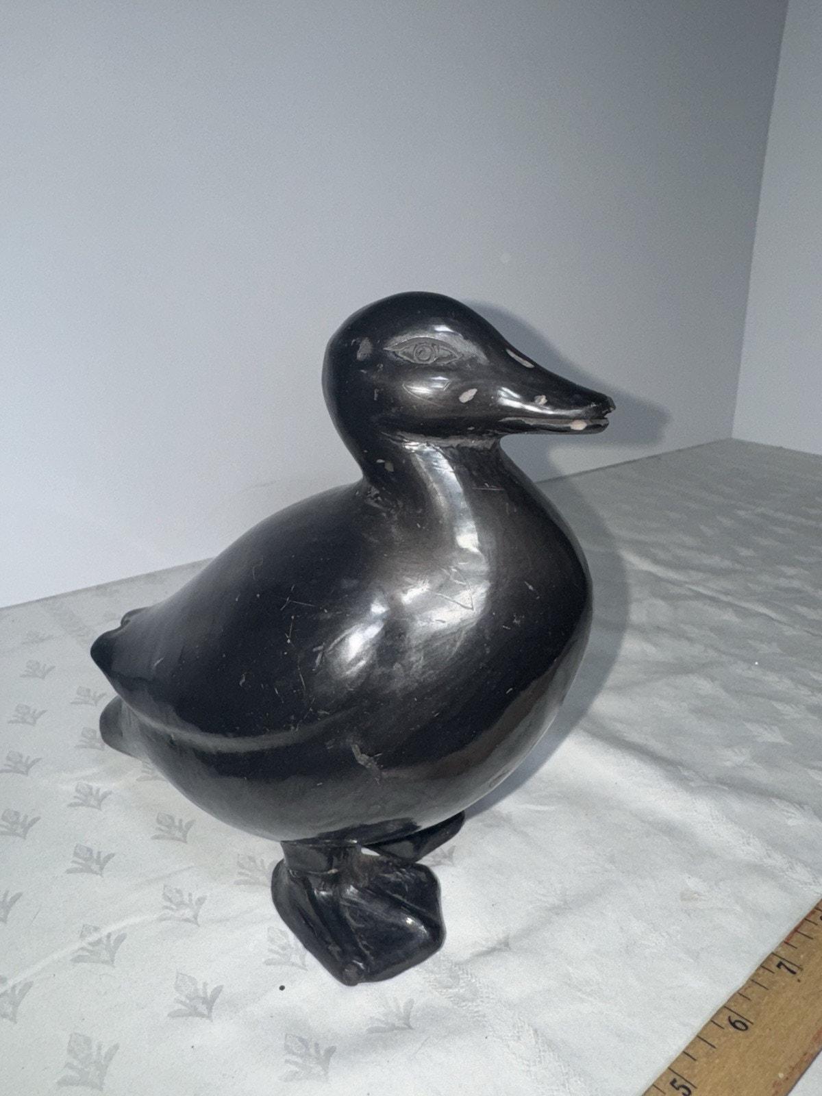 署名入りダックオアハカドナローザブラック粘土陶器メキシコ修復民芸品