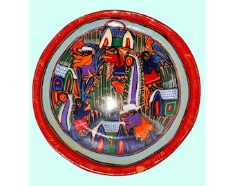手描きのメキシコ陶器皿 - 青と黄色の天体の星と月のデザイン - Etsy 日本