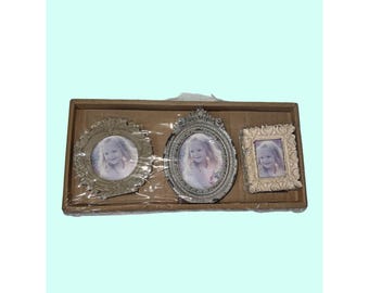 Vintage-Style Ornate Mini Picture Frame Set Of 3 Oval & Rectangle Designs