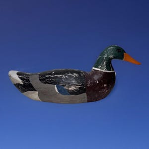 Americana Hand Carved Wood Mallard Duck Primitive Rustic Folk Art 17” Vintage