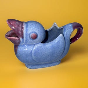 Vintage 1920s Japanese Duck Creamer Purple Blue Glaze