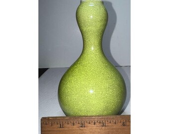 アンティーク中国クラックル釉二重リングひょうたん陶器花瓶