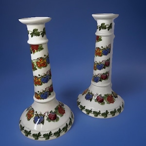 Portmeirion Pomona Fruit Garland Candlesticks Holders Thanksgiving