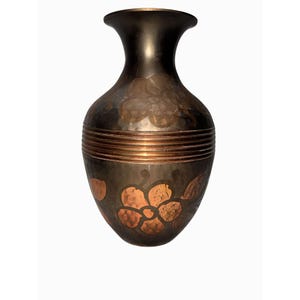 Vintage Handcrafted Brass Vase With Floral Etched Design 7" Tall Decorative Home Accent Piece
