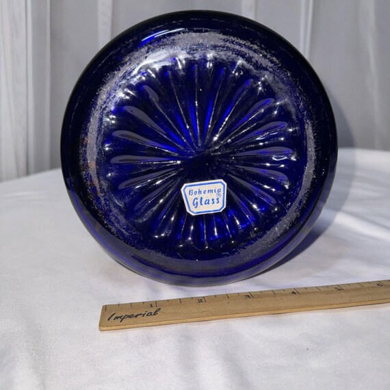 工芸品 BLUE ORIGINAL PERSIAN GLASS HAND MADE Antique Hand Painted Persian Glass Vase Bottle Cobalt Blue Gold