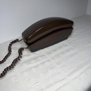 Vintage Western Electric Bell Brown Trimline Push Button Wall Phone Telephone