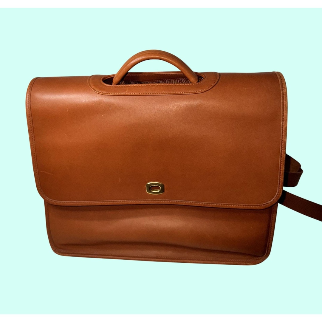 Vintage Coach Tan Turn Lock Leather Express Case Briefcase