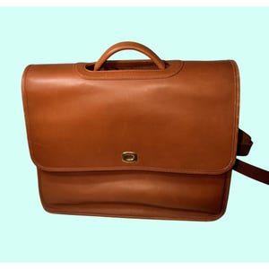 Vintage Coach Tan turn lock Leather Express Case Briefcase messenger Bag