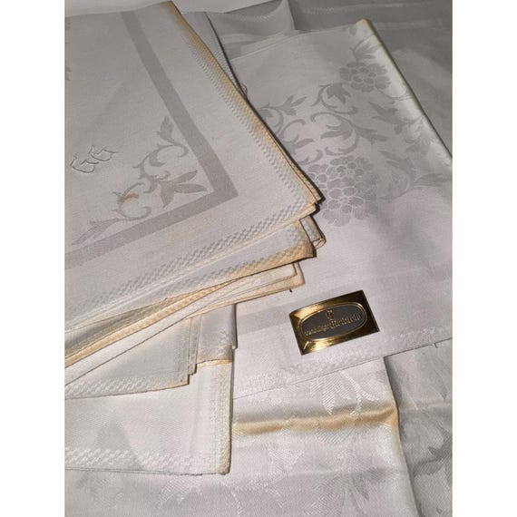 12 ヴィンテージ Verbrügt Bielefeld ダマスク リネン ナプキン セット