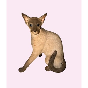 Siamese kat beeldje realistisch 4&quot; handgeschilderd hars verzamelobject