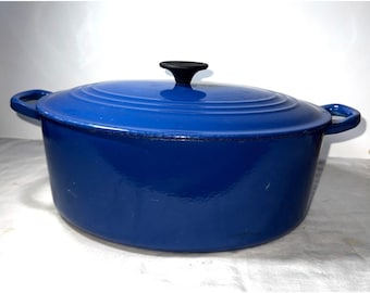 Le Creuset 31 Blue Cast Iron Dutch Oven Enameled Lid Scratch-Resistant Cookware