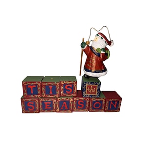 Tis The Season Midwest Cannon Falls - Figurina di Babbo Natale con blocchi decorativi, decorazioni natalizie