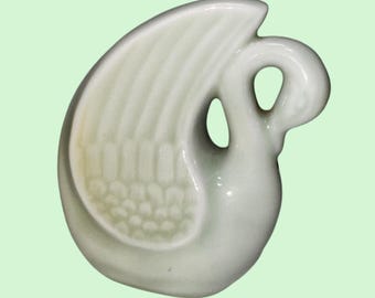 Vintage Celadon green Inscence holder ceremonial Ceramic Mini Swan Figurine 3" Tall Home Decor Collectible